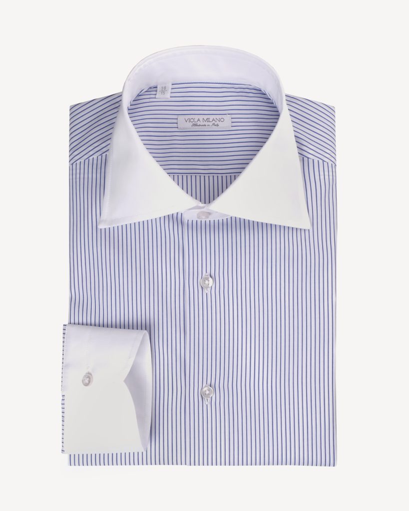 Contrast Collar Cut-Away Collar Shirt – Multi Stripe