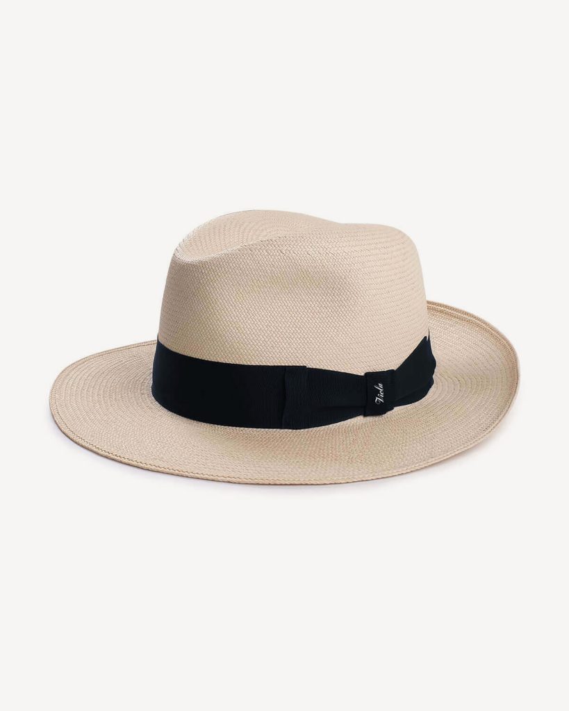 Natural Panama Hat Italia with Contrasting Gross Grain – Navy