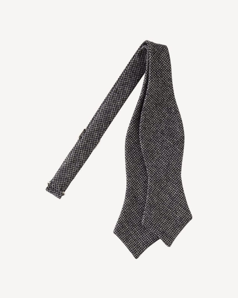 Pied de Poule Wool Self-Tie  Bow Tie - Grey Mix