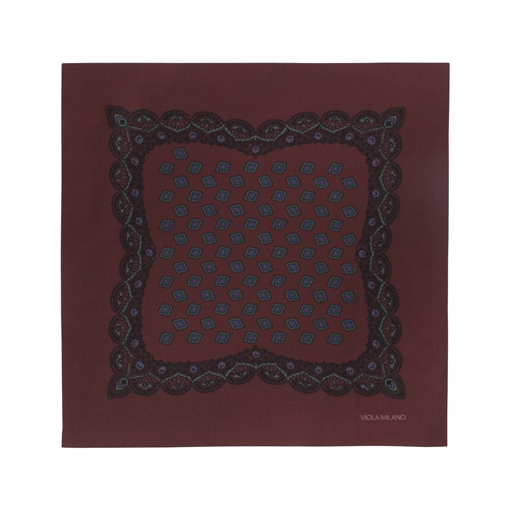 Diamond Archive Printed Silk Pocket Square - Brown Mix