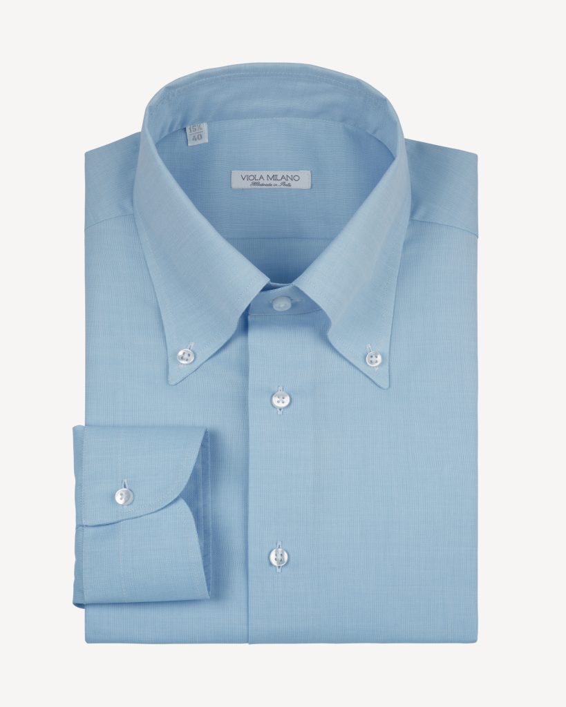 Solid Carlo Riva Etamine Cotton Button-Down SHIRT – Light Blue